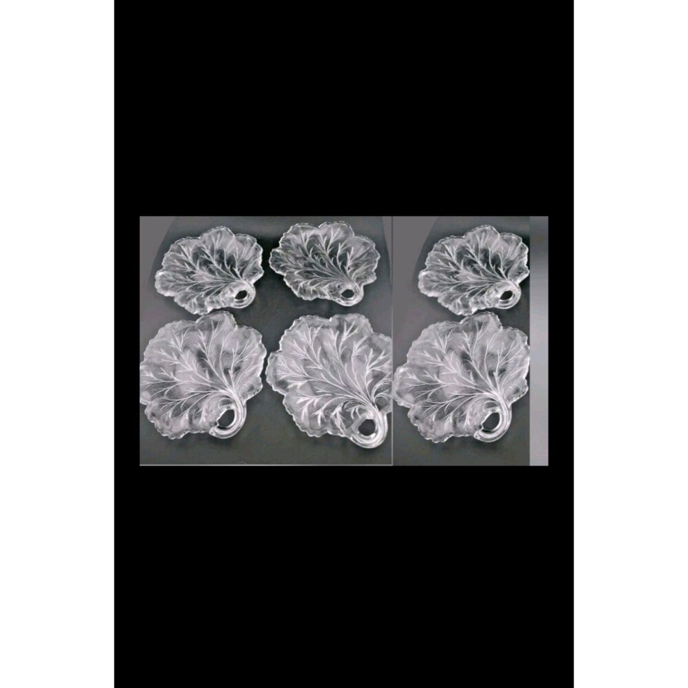 Indiana Glass Pebble Leaf Plates Clear 6" Salad Dessert Bread Lunch VTG 6 Pc Set